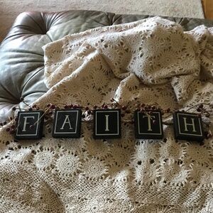 Source Unknown Black 'FAITH' Block Garland with Red Berry Accents